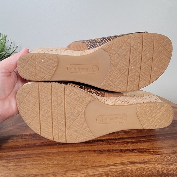 Baretraps Flossey Snakeskin Print Women's Brown Wedge Slide Sandals Size 9.5 - Picture 14 of 17